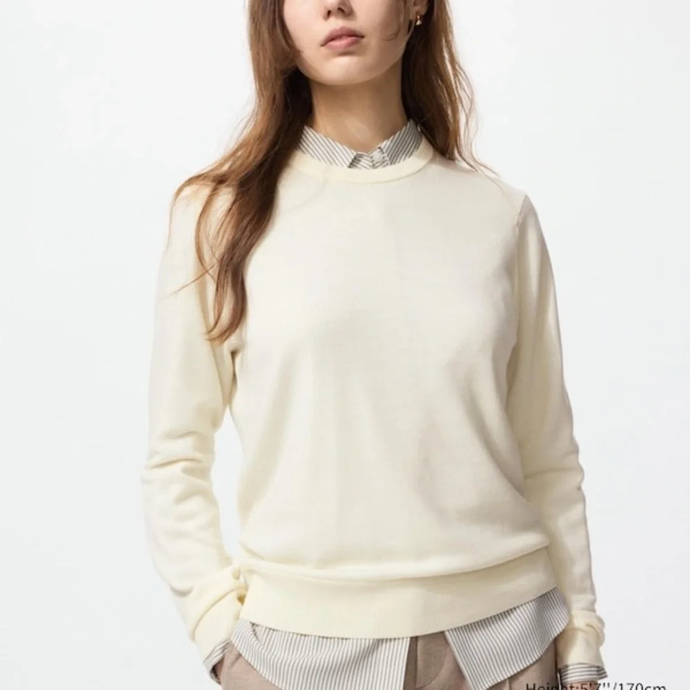 Uniqlo Women's Burgundy Merino Crew Neck Sweater - Picture 2 of 2
